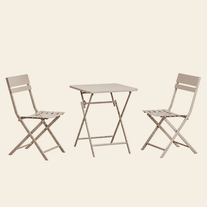 Set de mesa plegable y 2 sillas Perpiñán 60x60 cm Marrón Moka