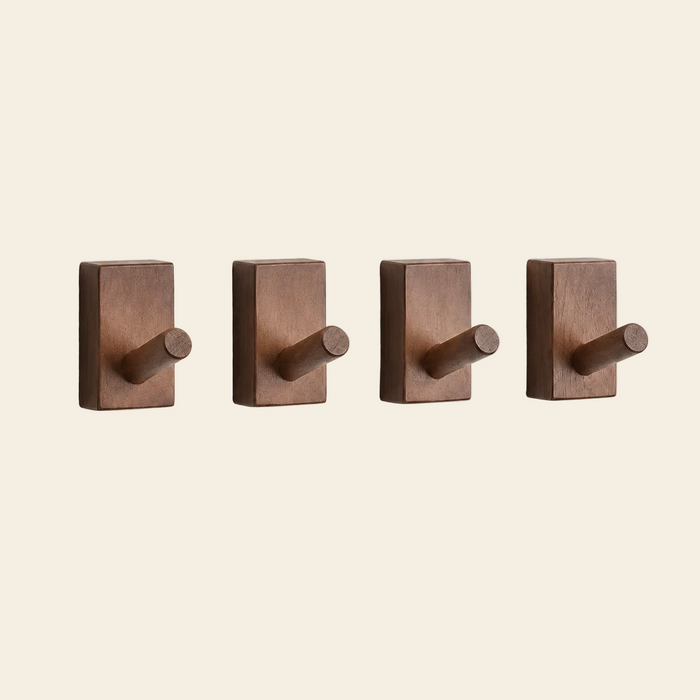 Pack de 4 colgadores de pared Salzburgo Acacia Oscuro