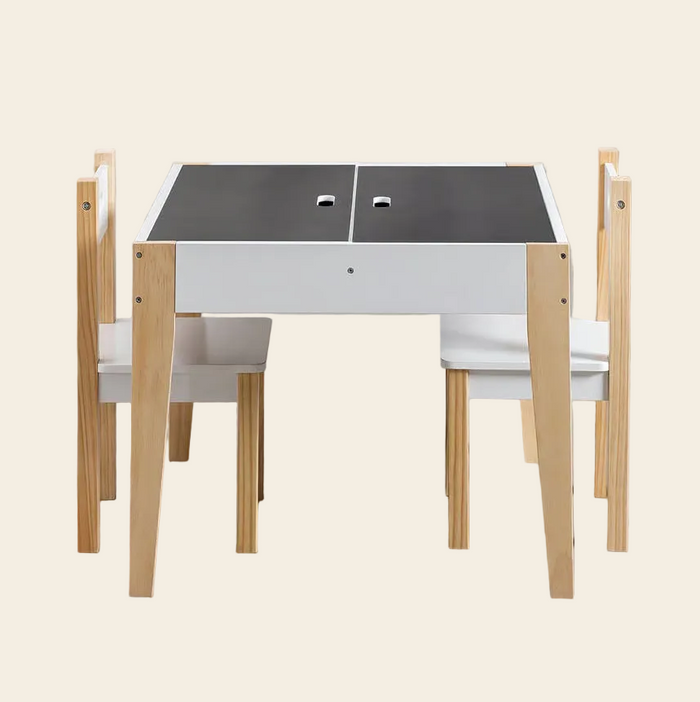 Set de mesa pizarra y 2 sillas Dijon Blanco