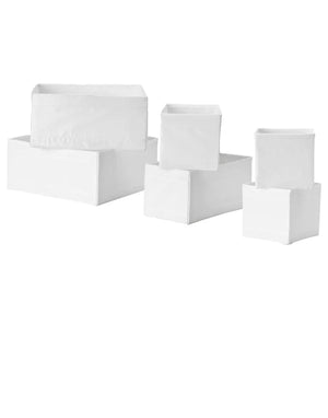 SKUBB SET DE 6 CAJAS ORGANIZADORAS BLANCAS